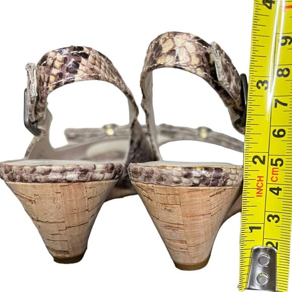 ETIENNE AIGNER Uta Snake Print Wedge Heel Open Toe Sling Back Bow Size 6.6 - Picture 9 of 10